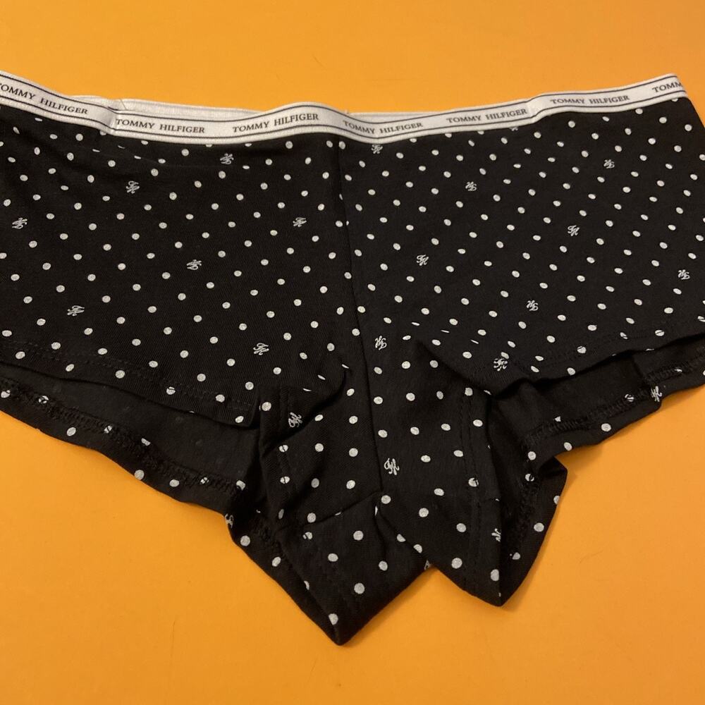 TOMMY HILFIGER COTTON BOYSHORT PANTIES FOR WOMEN / BLUE POLKA DOT /LARGE